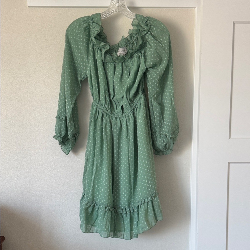 Hayden Green Textured Dotted Dress NWT